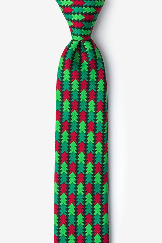 Christmas Tree Abstract Hunter Green Skinny Tie