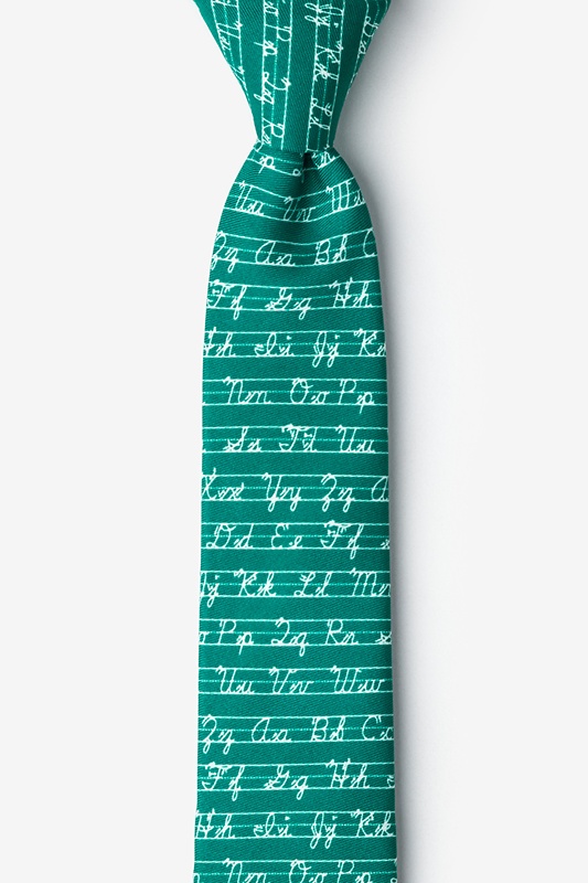 Learning Cursive Hunter Green Skinny Tie