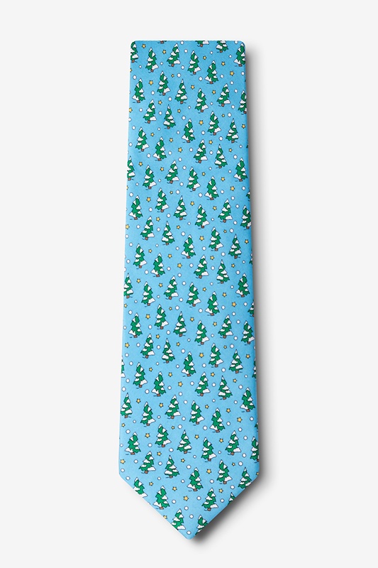 Tree-mendous Light Blue Extra Long Tie