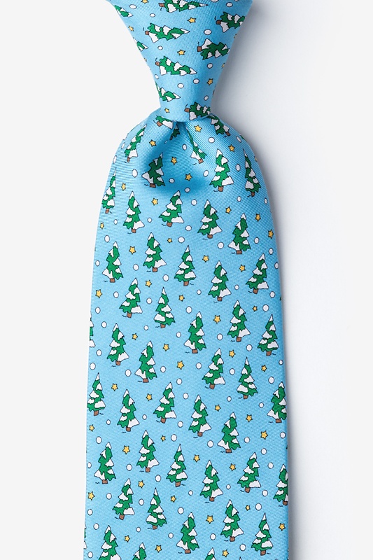 Tree-mendous Light Blue Extra Long Tie