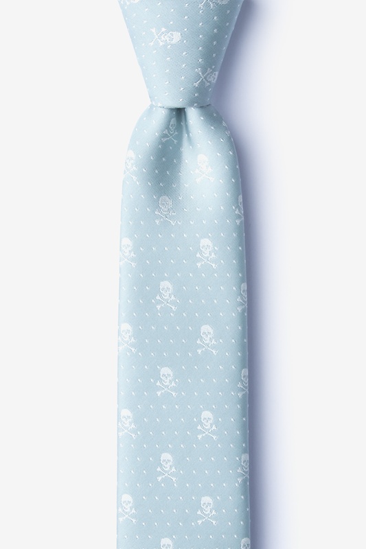 Skull and Polka Dot Light Gray Skinny Tie