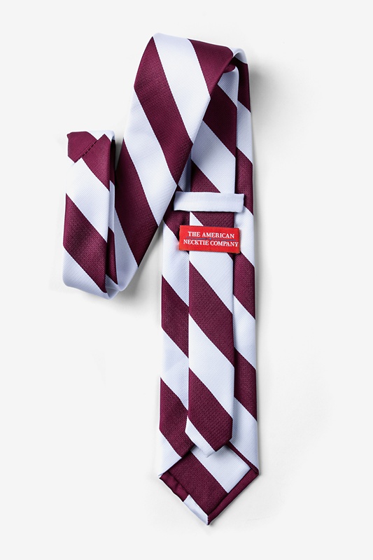 Maroon & White Stripe Extra Long Tie