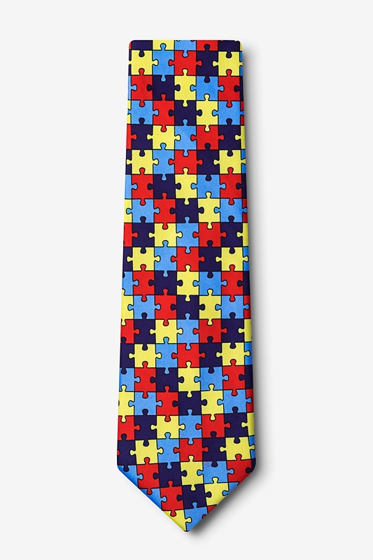 Autism Awareness Puzzle Multicolor Extra Long Tie