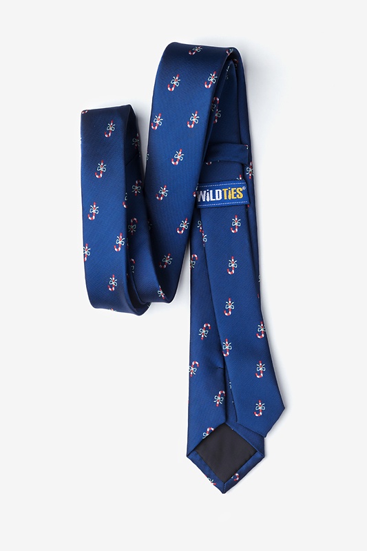 Candy Canes Navy Blue Skinny Tie