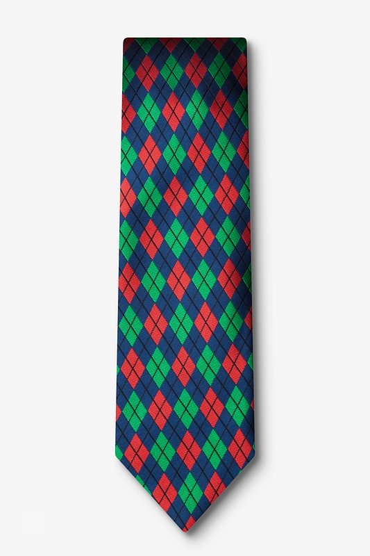 Christmas Argyle Navy Blue Tie