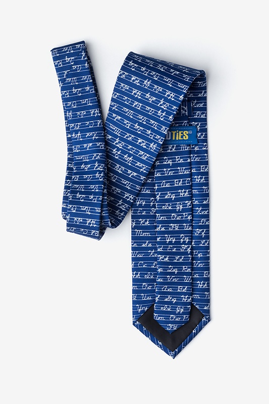 Learning Cursive Navy Blue Extra Long Tie