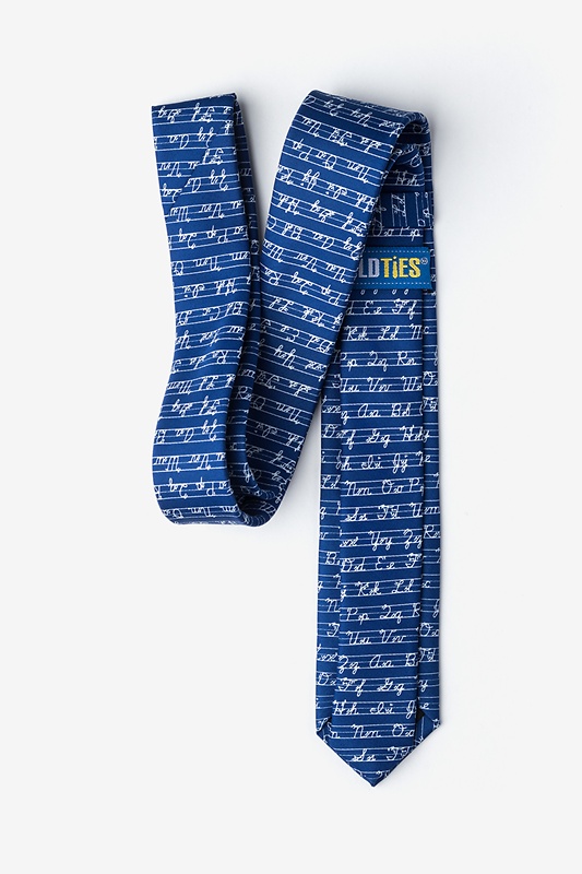 Learning Cursive Navy Blue Skinny Tie