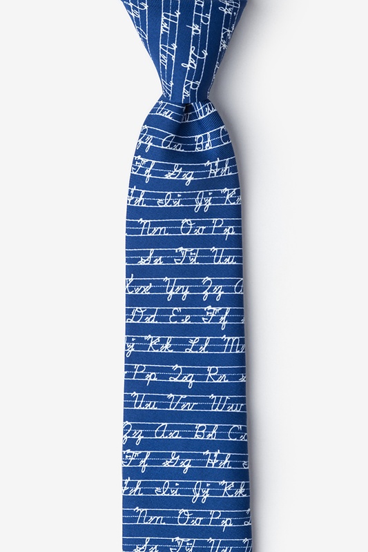 Learning Cursive Navy Blue Skinny Tie