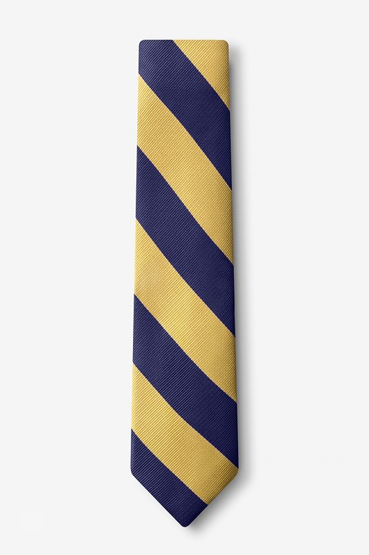 Navy & Gold Stripe Navy Blue Skinny Tie