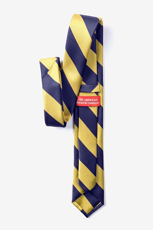 Navy & Gold Stripe Navy Blue Skinny Tie