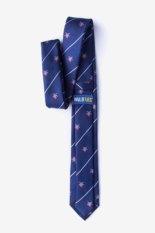 Pirate Skull and Swords Navy Blue Skinny Tie