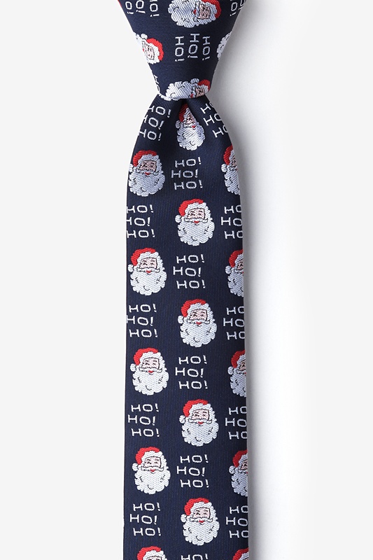 Santa Faces Navy Blue Skinny Tie