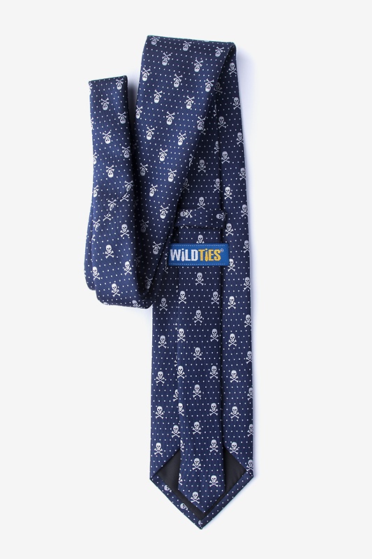 Skull & Polka Dots Navy Blue Extra Long Tie