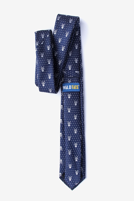 Skull & Polka Dots Navy Blue Skinny Tie