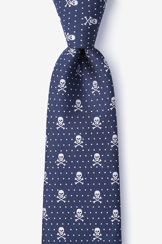 Skull & Polka Dots Navy Blue Tie