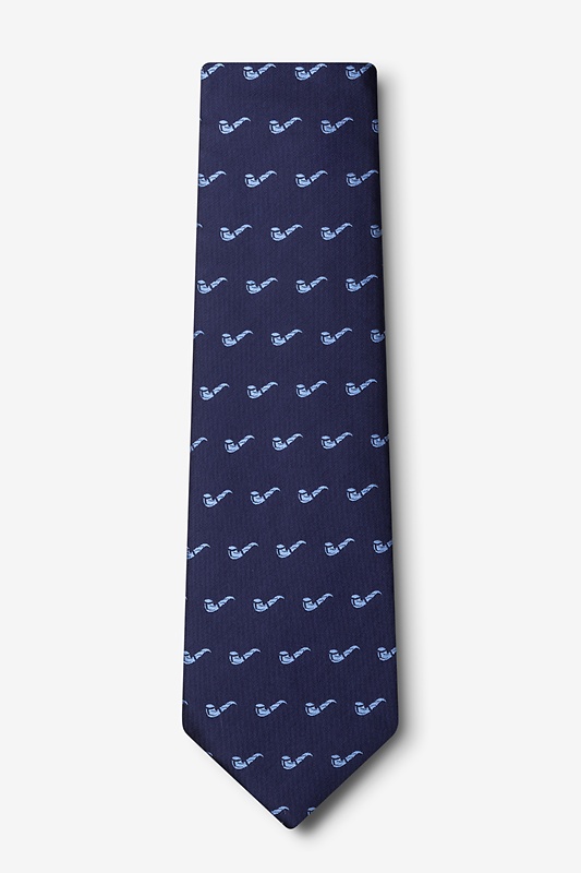 Tobacco Pipes Navy Blue Extra Long Tie