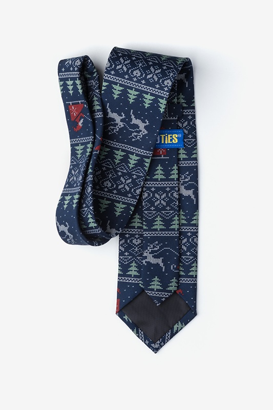 Ugly Christmas Sweater Navy Blue Extra Long Tie