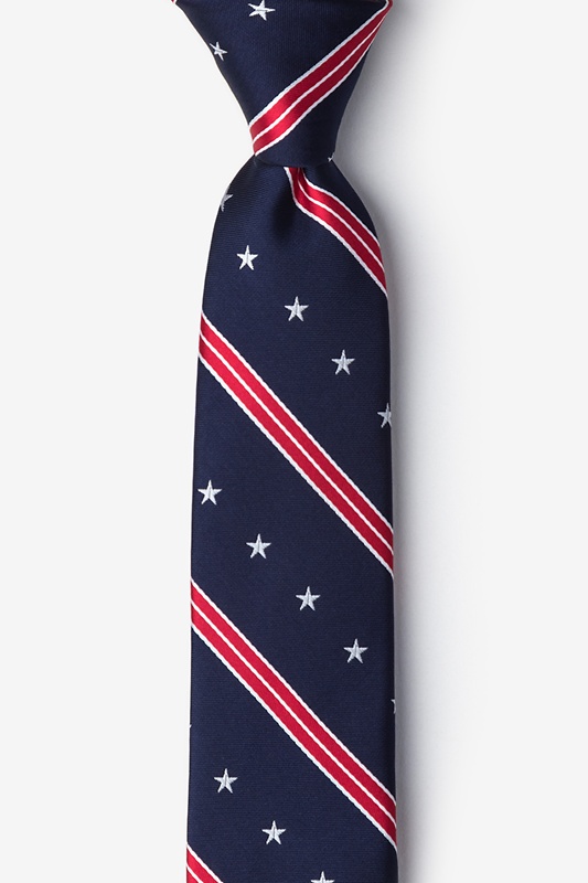 USA Stripe Navy Blue Skinny Tie