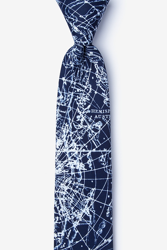 Vintage Star Chart Navy Blue Skinny Tie