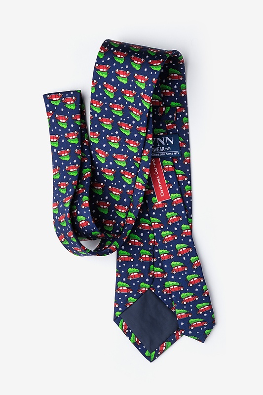 Christmas Car-ma Navy Blue Extra Long Tie