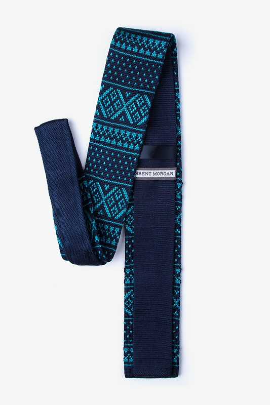 Fair Isle Navy Blue Knit Skinny Tie