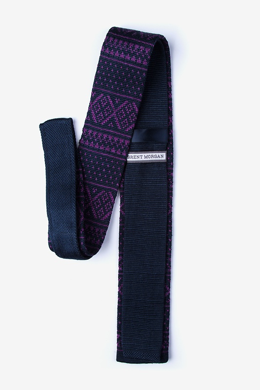 Fair Isle Navy Blue Knit Skinny Tie