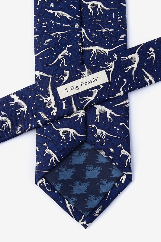 Navy Blue Dig Fossils Extra Long Tie