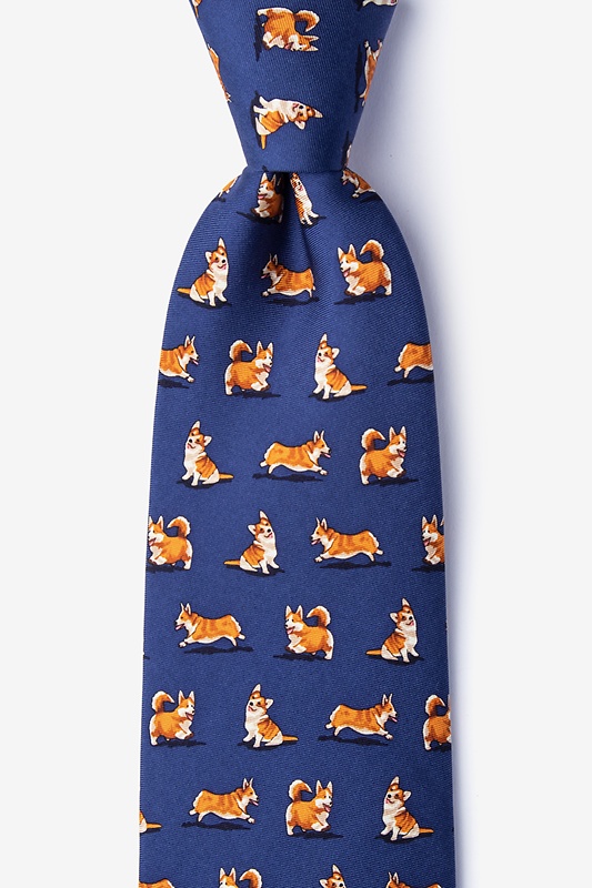 Rowdy Corgis Navy Blue Tie