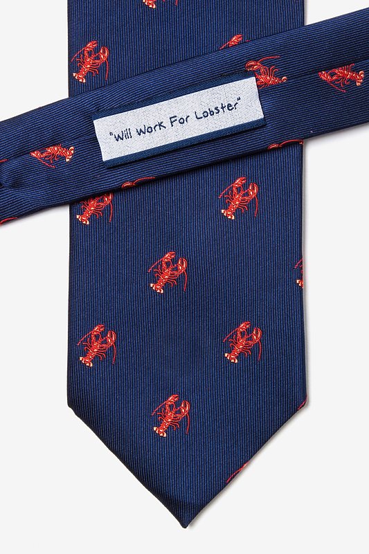 Will Work for Lobster Navy Blue Tie