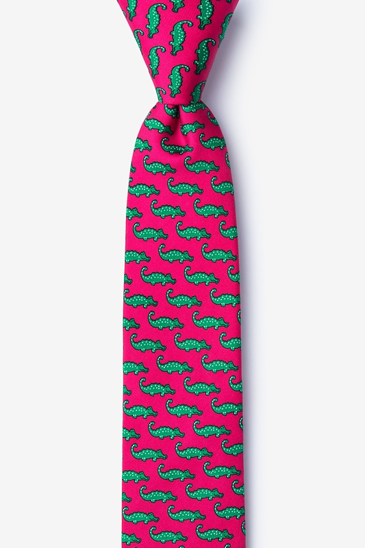 Mini Alligators Pink Skinny Tie