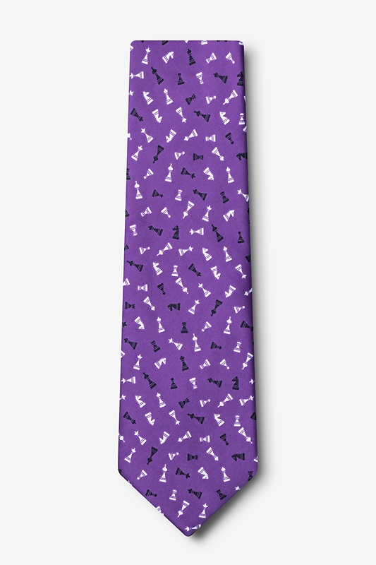 Tossed Chess Pieces Purple Tie