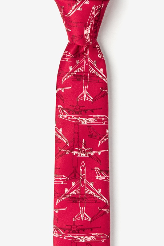 Boeing 747 Red Skinny Tie