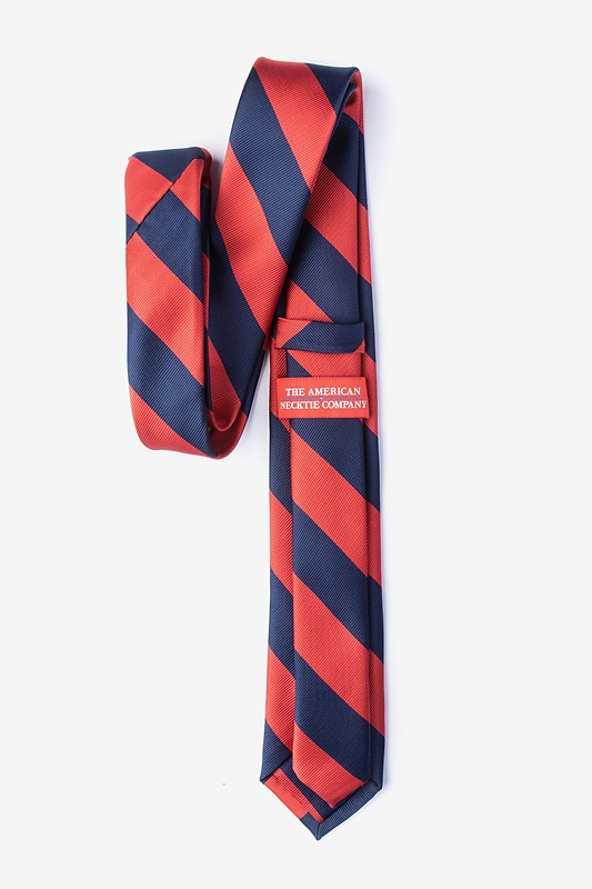 Red & Navy Stripe Skinny Tie