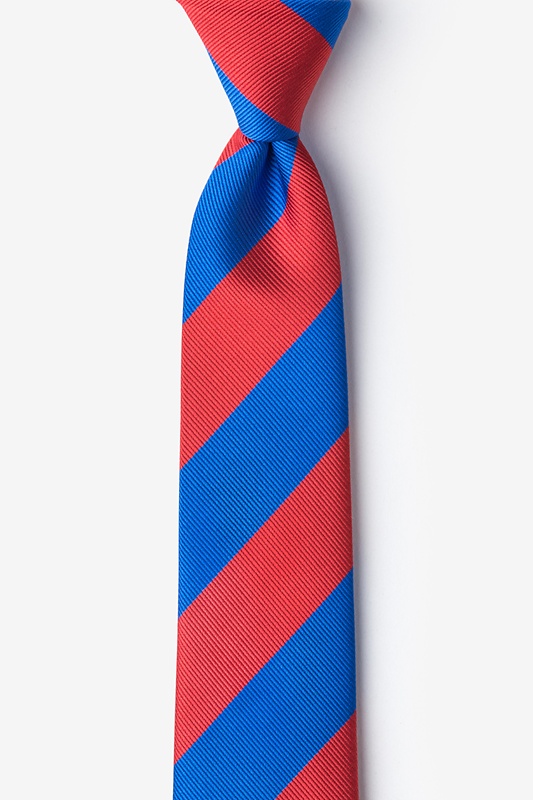 Royal Blue & Red Stripe Skinny Tie