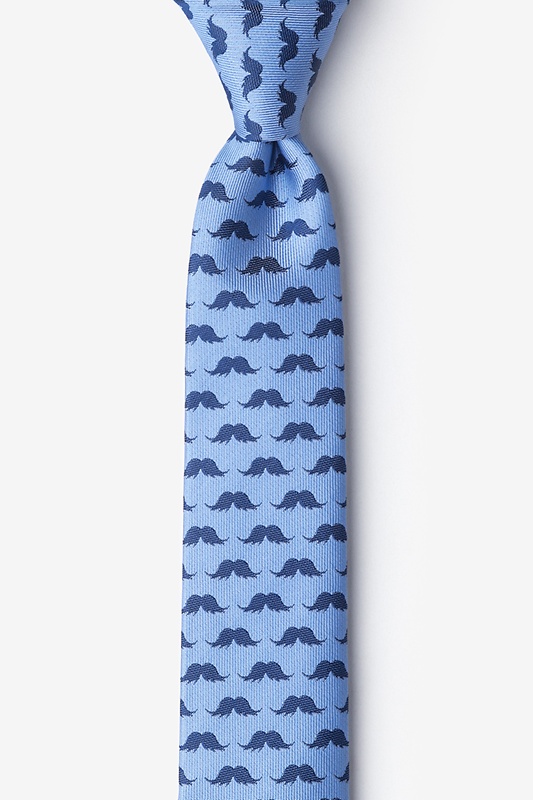 Mustache Repeat Sky Blue Skinny Tie