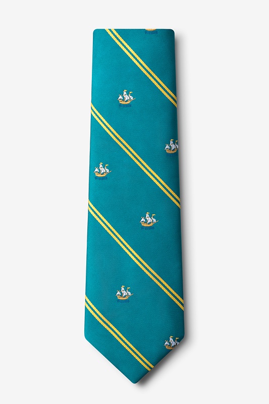 Ship Stripe Teal Extra Long Tie