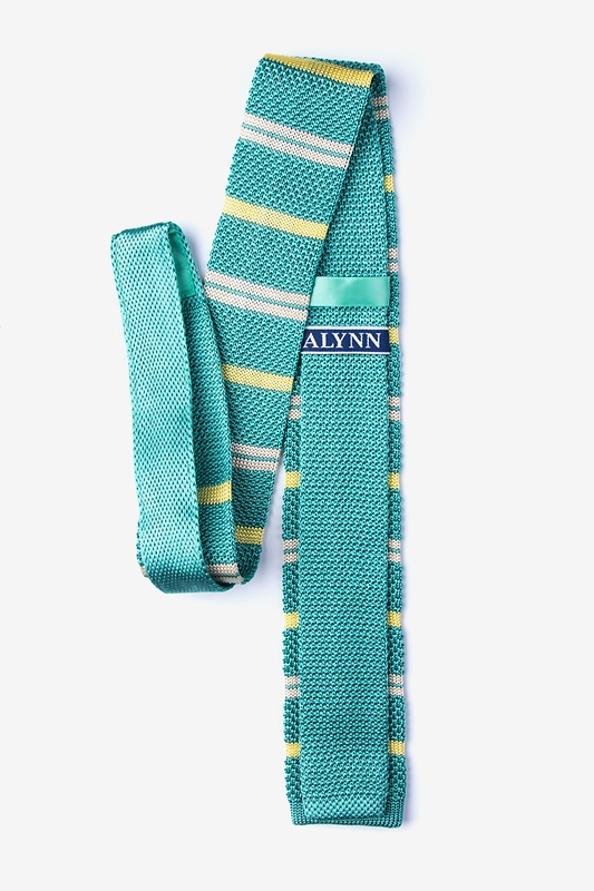 Roman Stripe Teal Knit Skinny Tie