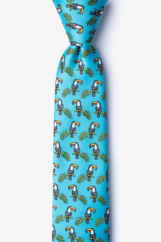 Toucans Turquoise Skinny Tie