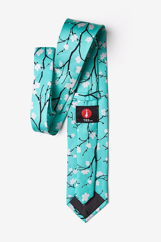 Cherry Blossoms Turquoise Tie