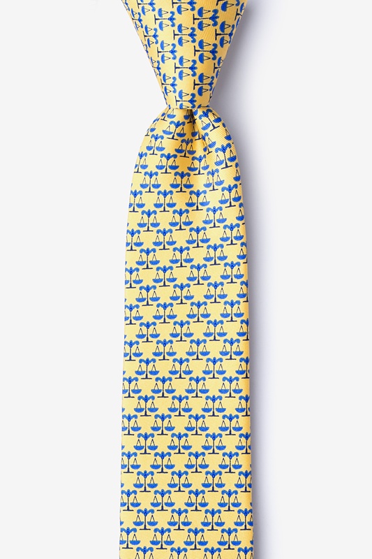 Scales Of Justice Yellow Skinny Tie